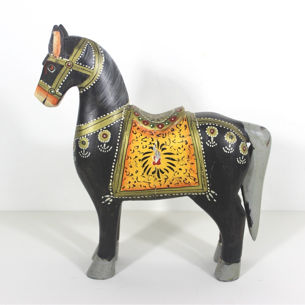 Vintage Carved and Painted Wood Horse Folk Art